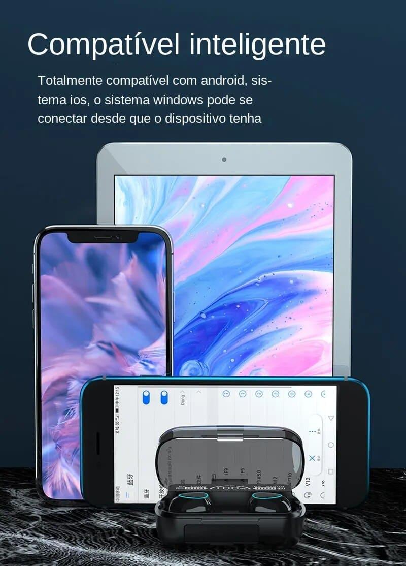Mini Display Digital Fones De Ouvido Sem Fio